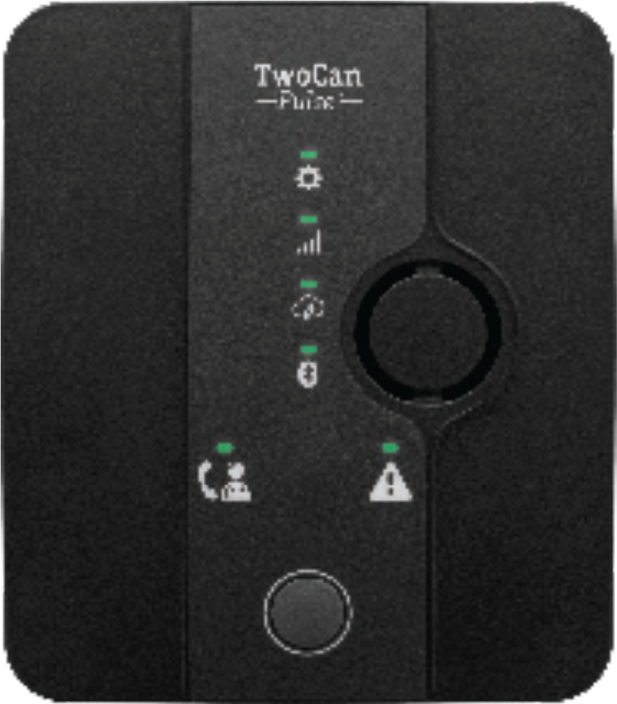 TwoCan Pulse Communicator in black with knobs and LEDs